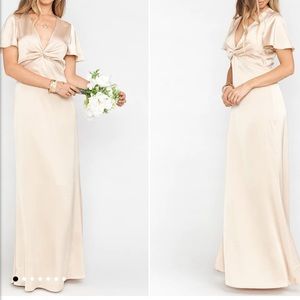 Rome Twist Gown, Champagne Luxe Satin